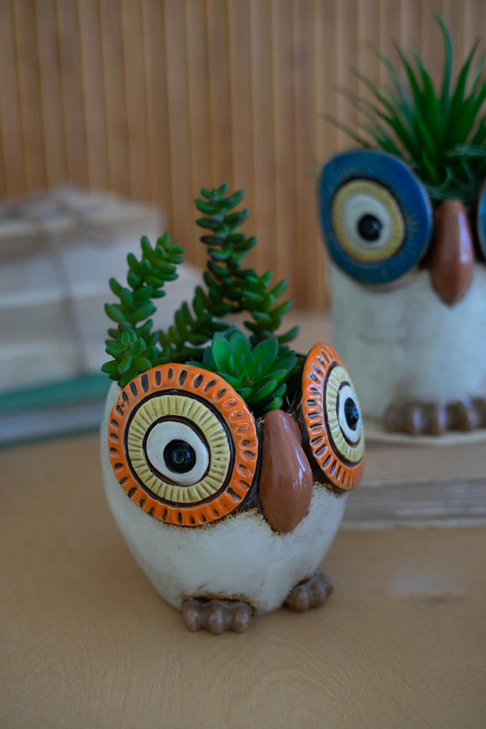 Set of 3 Ceramic Owl Planters - Bombay Mercantile