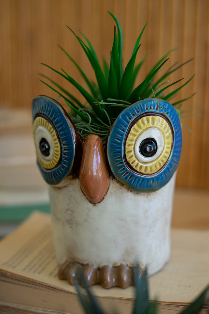 Set of 3 Ceramic Owl Planters - Bombay Mercantile