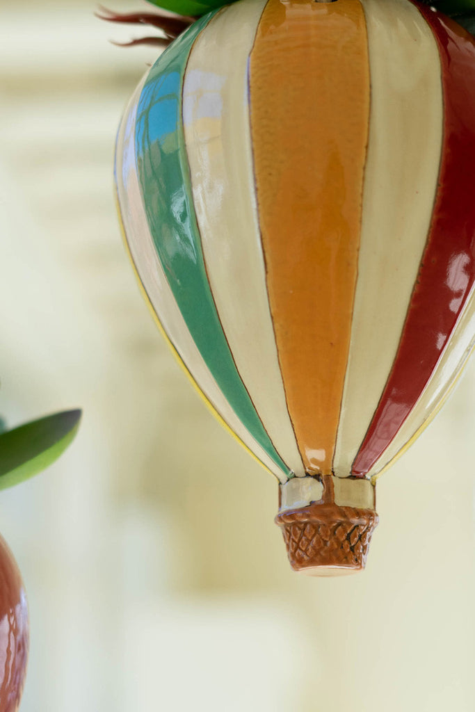 Set of 2 Ceramic Hot Air Balloon Hanging Planters - Bombay Mercantile