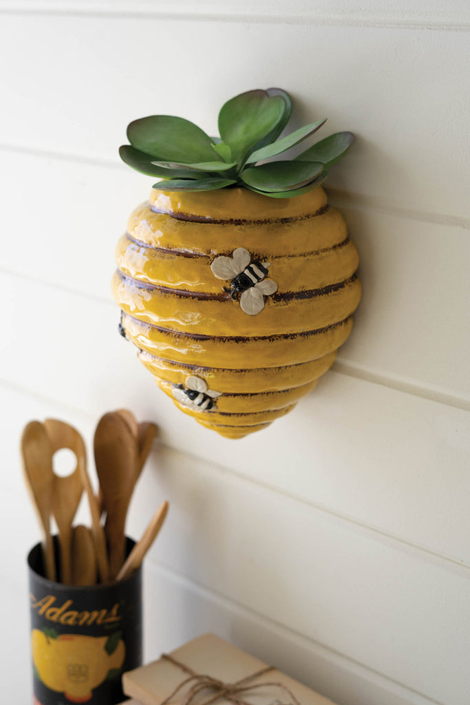 Ceramic Bee Hive Wall Planter, Set of 2 - Bombay Mercantile