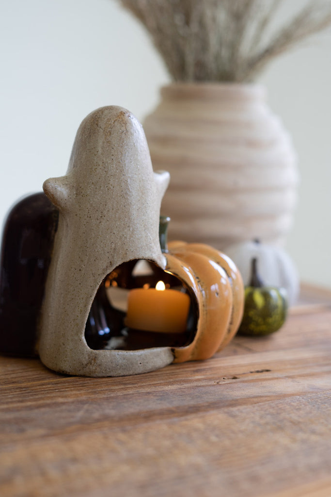 Ceramic Halloween Tealight Holder, set of 2 - Bombay Mercantile