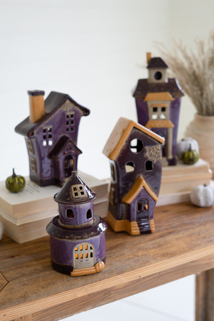 Set of 4 Ceramic Halloween Village - Bombay Mercantile