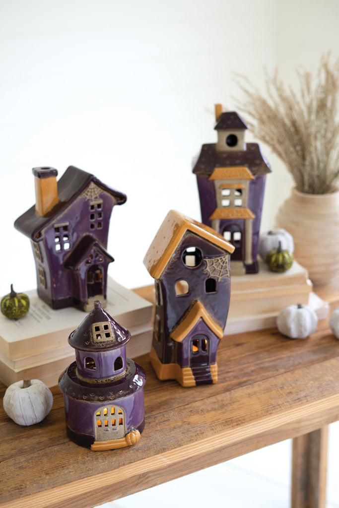 Set of 4 Ceramic Halloween Village - Bombay Mercantile