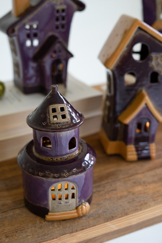 Set of 4 Ceramic Halloween Village - Bombay Mercantile