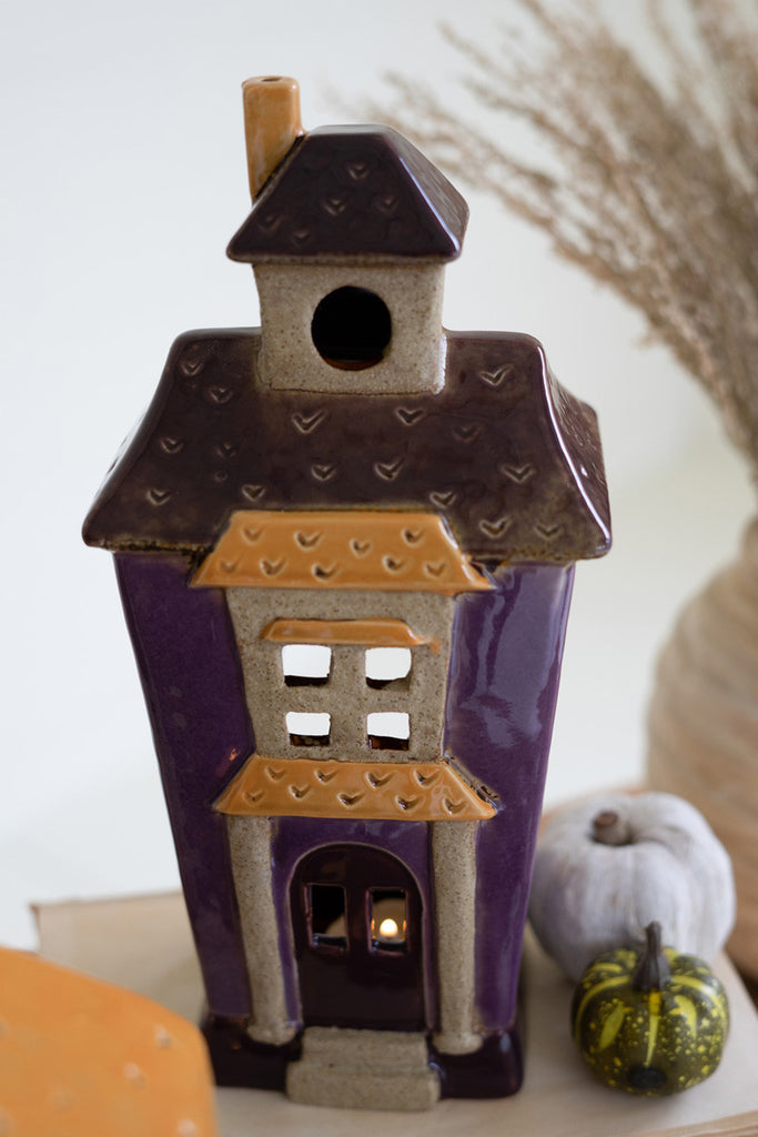 Set of 4 Ceramic Halloween Village - Bombay Mercantile