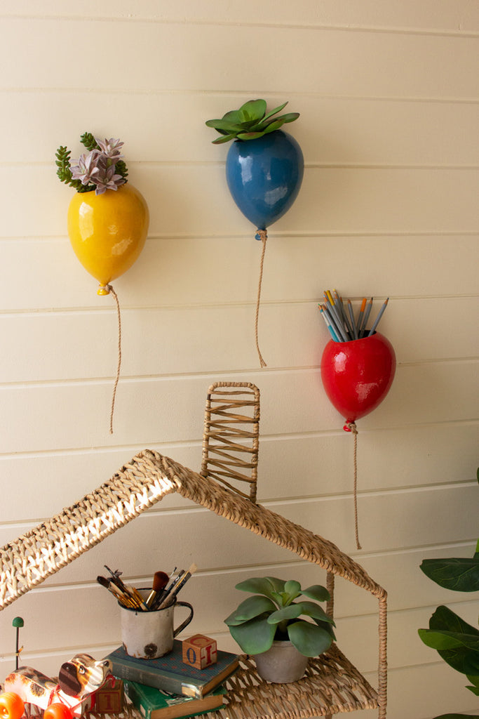 Set of 3 Ceramic Balloon Planters - Bombay Mercantile