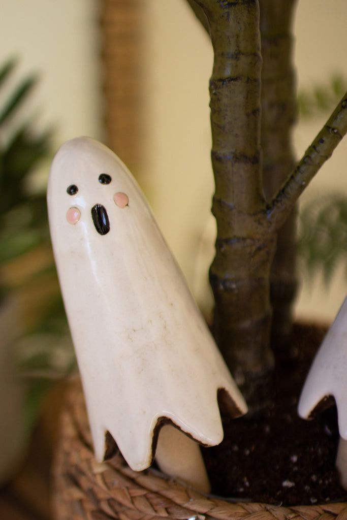 Set of 2 Ceramic Ghost Plant Sticks - Bombay Mercantile