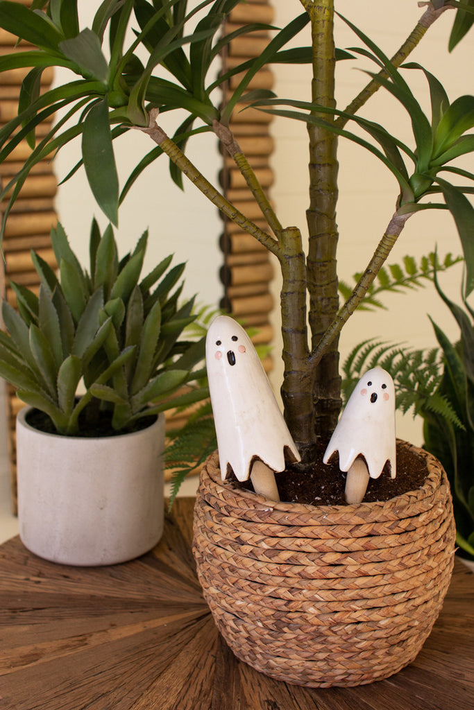 Set of 2 Ceramic Ghost Plant Sticks - Bombay Mercantile