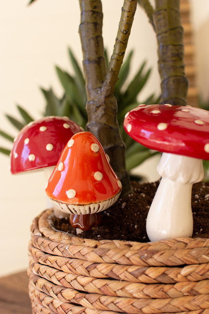 Set of 3 Ceramic Mushroom Plant Sticks - Bombay Mercantile