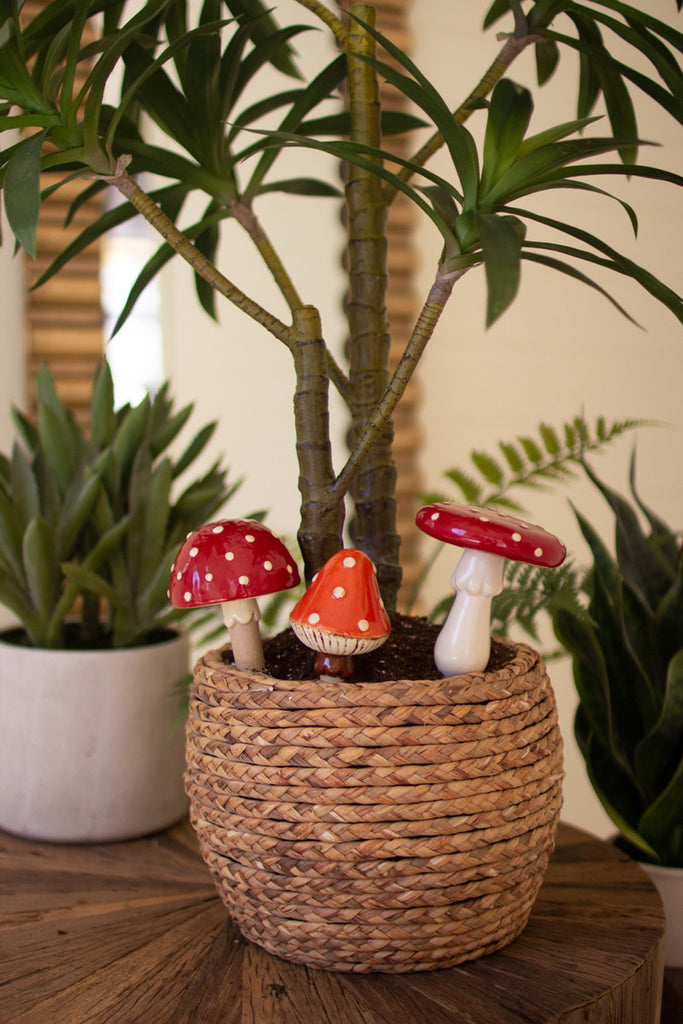 Set of 3 Ceramic Mushroom Plant Sticks - Bombay Mercantile