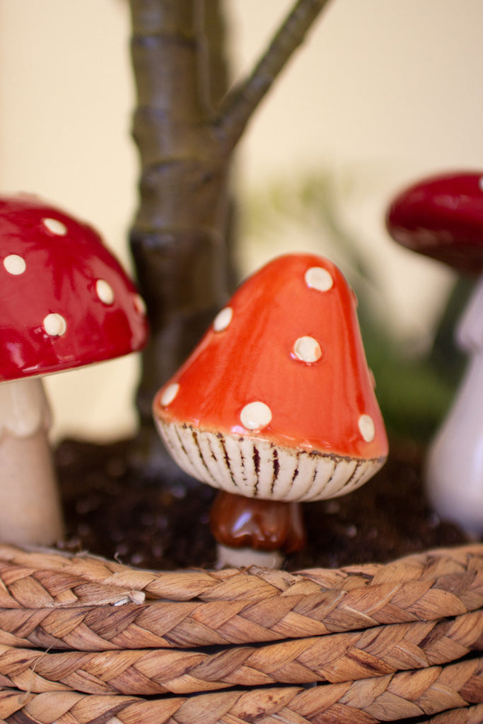 Set of 3 Ceramic Mushroom Plant Sticks - Bombay Mercantile