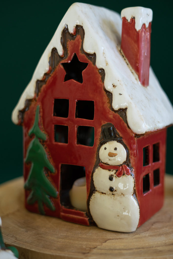 Set of 2 Ceramic Christmas Truck and House - Bombay Mercantile
