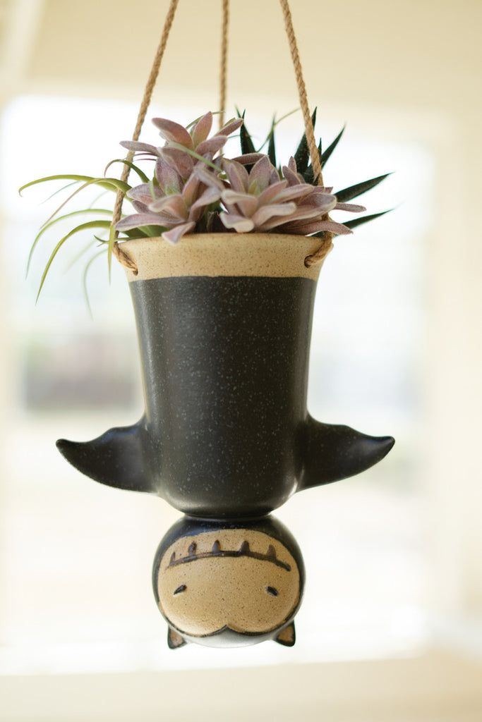Ceramic Hanging Bat Planter, Set of 2 - Bombay Mercantile
