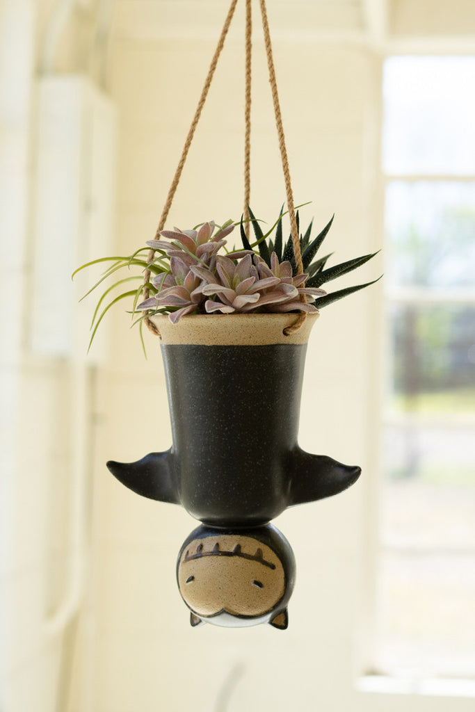 Ceramic Hanging Bat Planter, Set of 2 - Bombay Mercantile