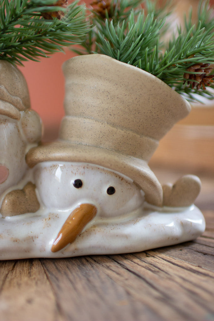 Ceramic Snowmen Planter - Bombay Mercantile