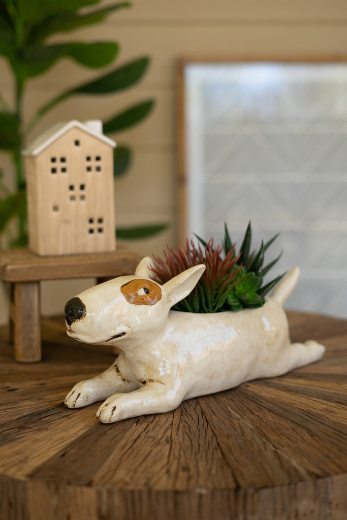 Ceramic Bull Terrier Planter - Bombay Mercantile