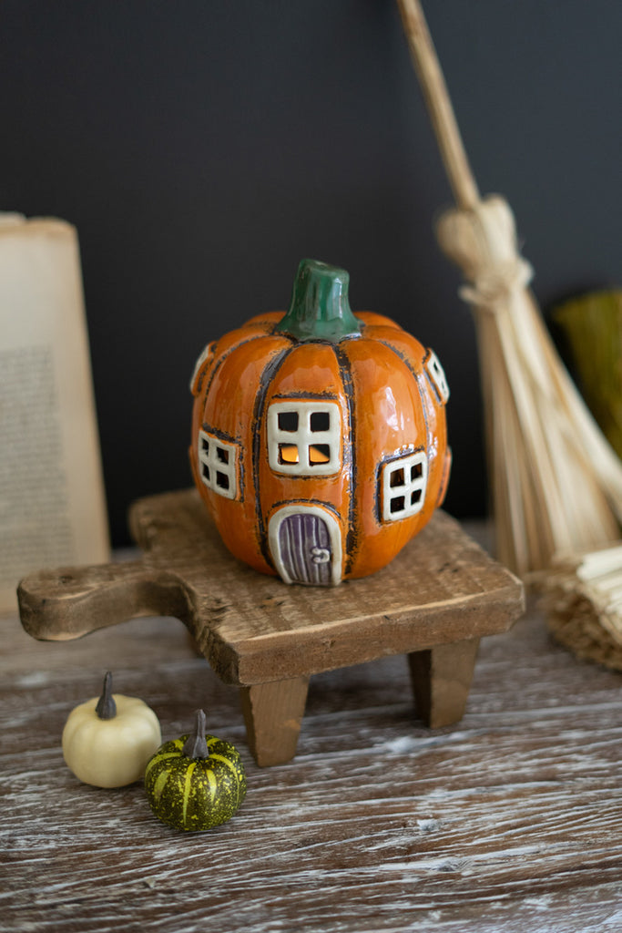 Ceramic Pumpkin House, Set of 2 - Bombay Mercantile