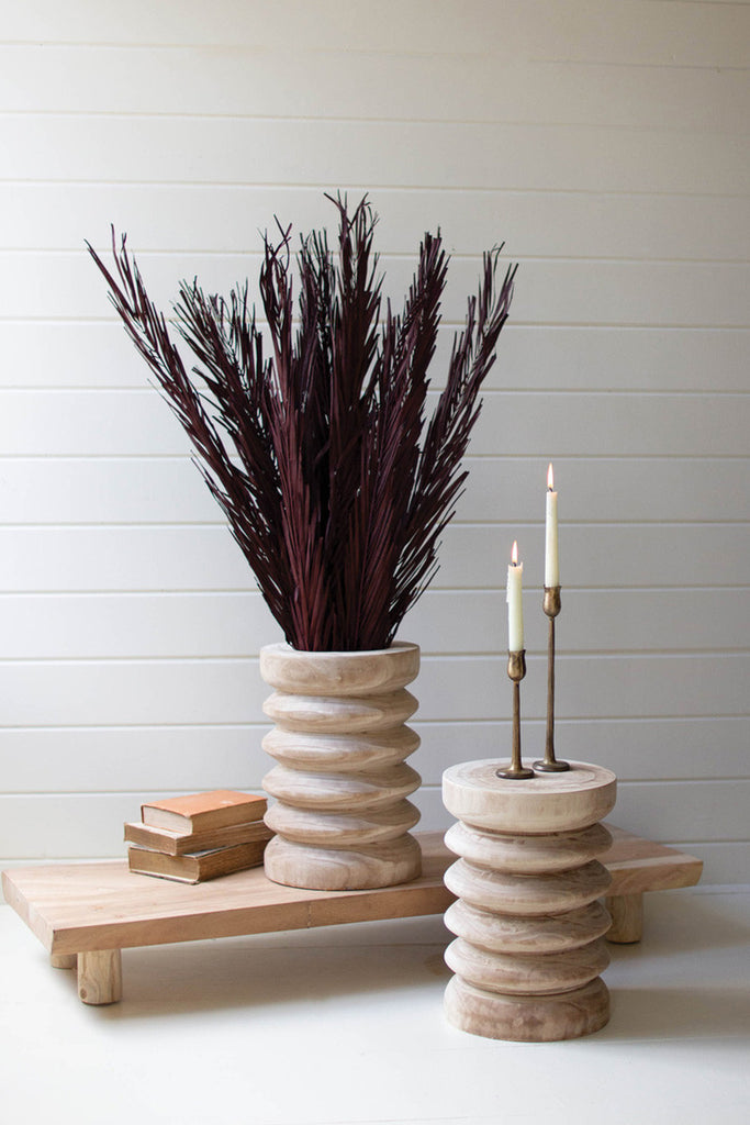 Natural Wood Stool/Planter - Bombay Mercantile