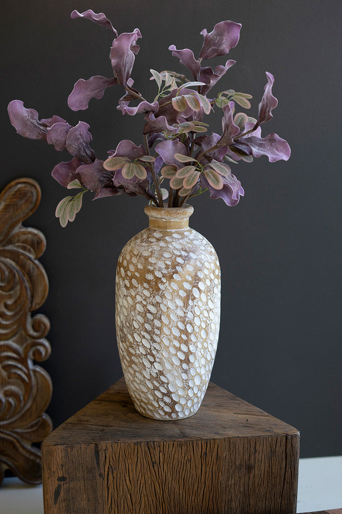 White-Washed Wood Vase #1 - Bombay Mercantile