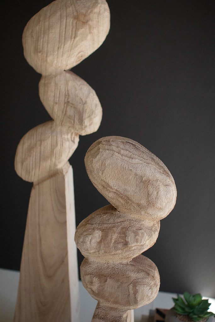 Set of 2 Wooden Table Top Sculptures - Bombay Mercantile