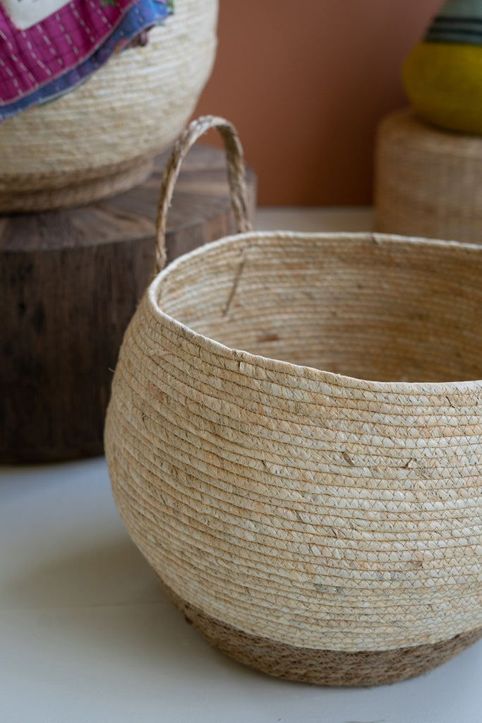 Set of 2 Woven Rope Baskets with Handles - Bombay Mercantile