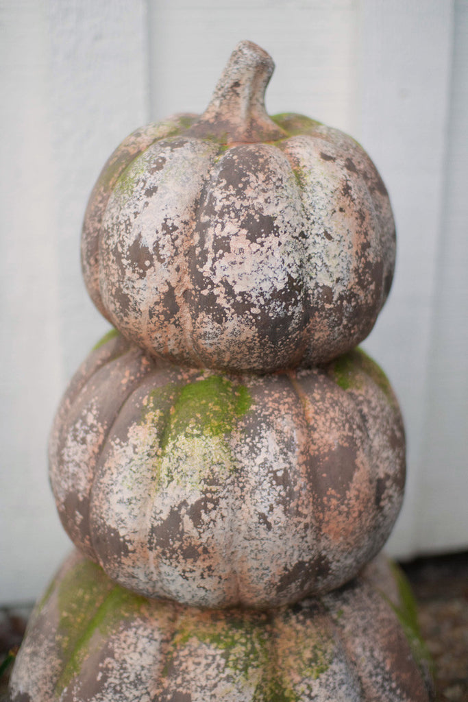 Three stacked faux concrete pumpkins - Bombay Mercantile