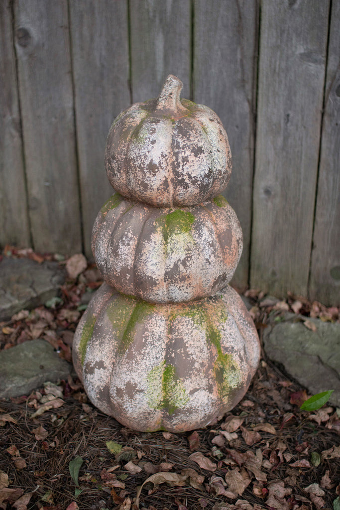 Three stacked faux concrete pumpkins - Bombay Mercantile