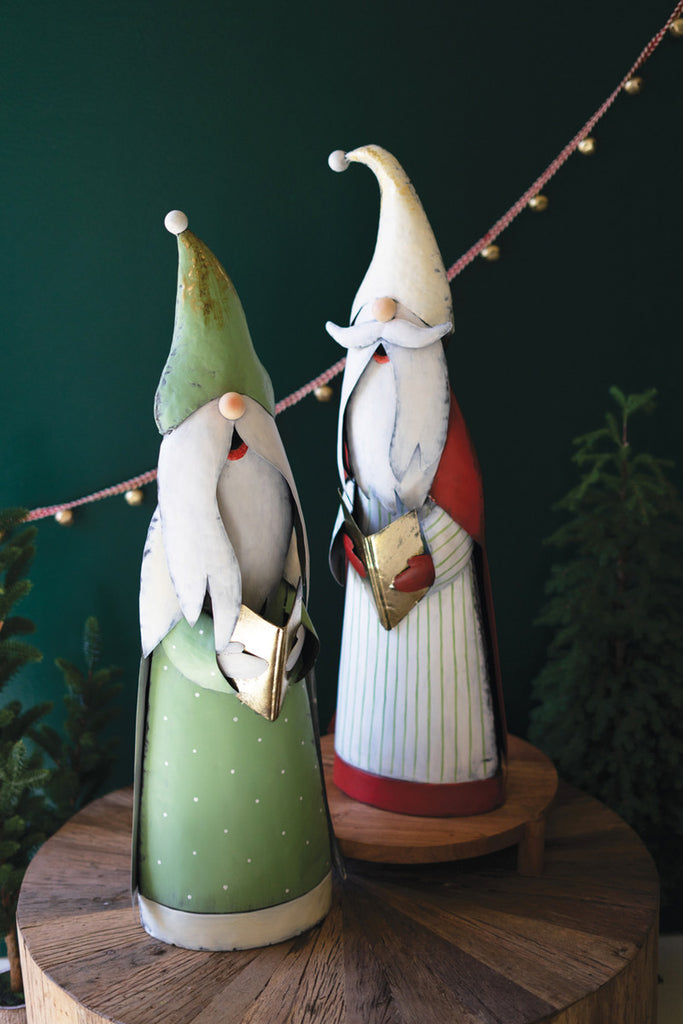 Set of 2 Painted Singing Santa Gnomes - Bombay Mercantile
