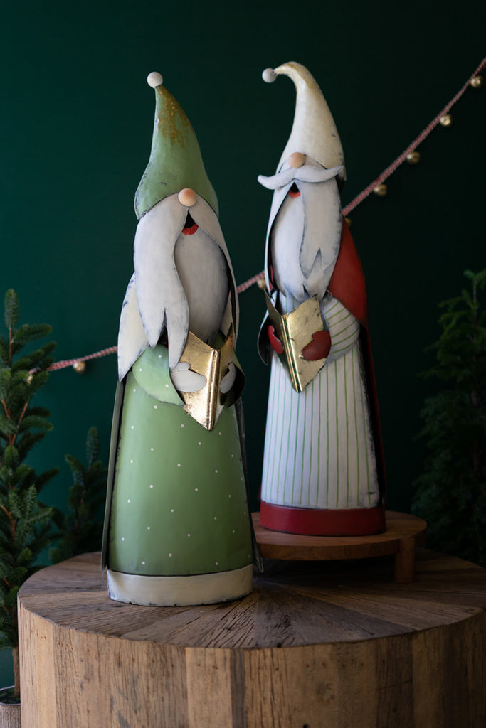 Set of 2 Painted Singing Santa Gnomes - Bombay Mercantile