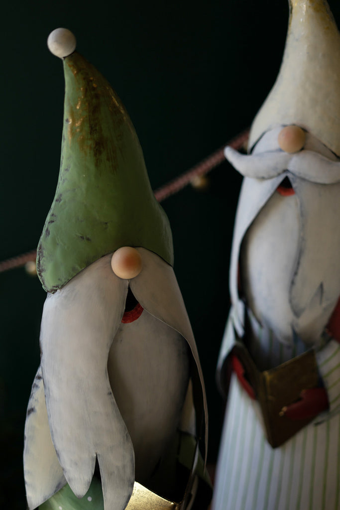 Set of 2 Painted Singing Santa Gnomes - Bombay Mercantile