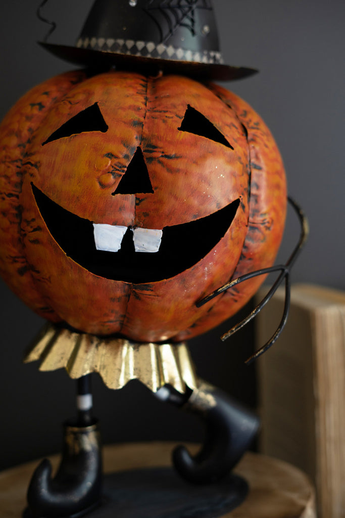 Set of 2 Painted Metal Dancing Jack-O-Lanterns - Bombay Mercantile