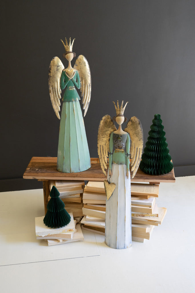 Set of 2 Painted Metal Angels - Bombay Mercantile