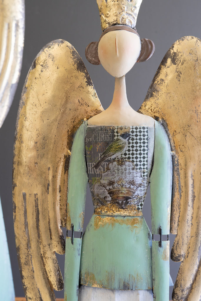Set of 2 Painted Metal Angels - Bombay Mercantile