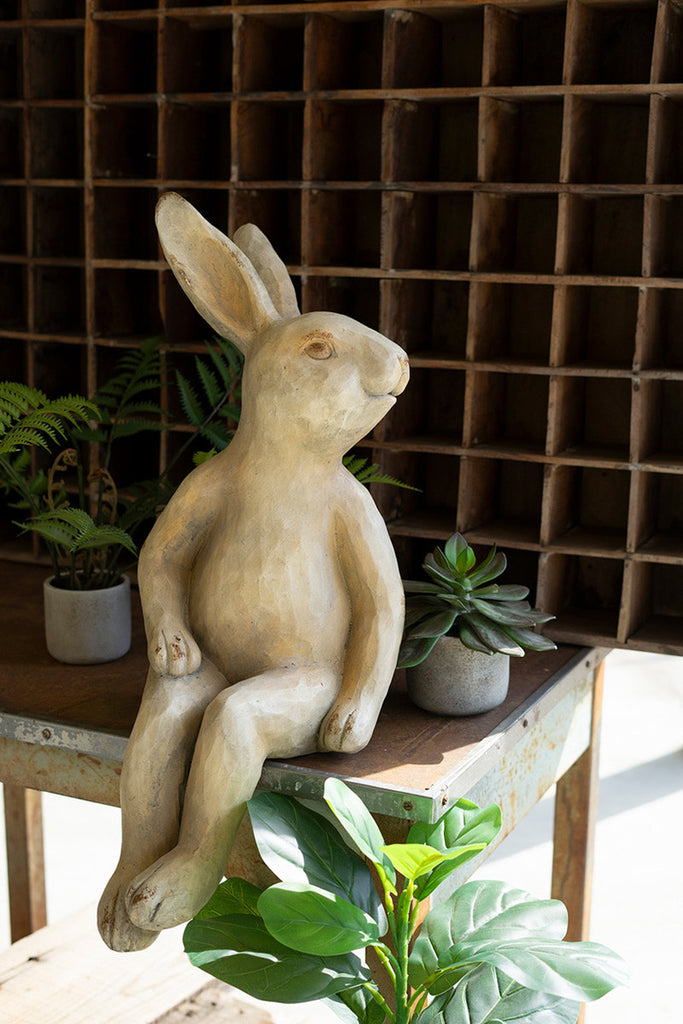 Faux Concrete Rabbit Shelf Sitter - Bombay Mercantile