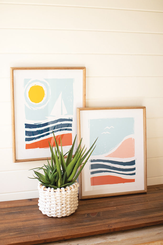 Set of 2 Seaside Prints Under Glass - Bombay Mercantile