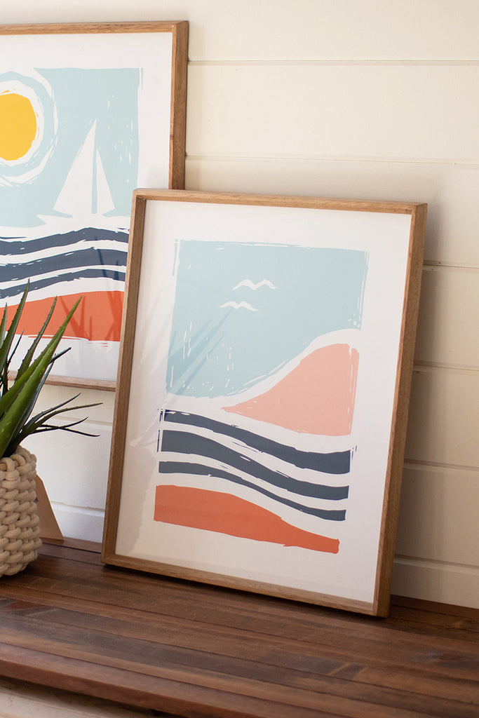 Set of 2 Seaside Prints Under Glass - Bombay Mercantile