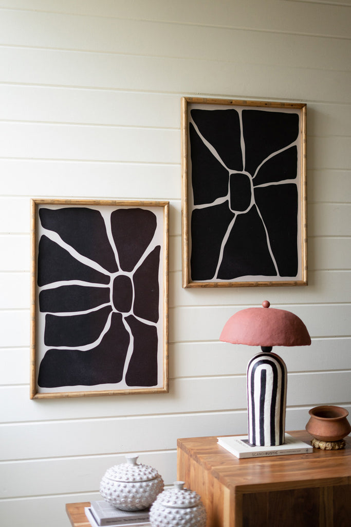 Set of 2 Black and White Framed Abstract Prints - Bombay Mercantile