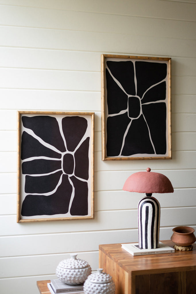 Set of 2 Black and White Framed Abstract Prints - Bombay Mercantile