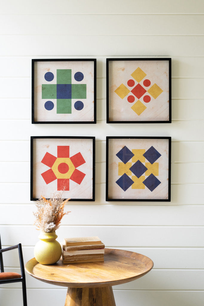 Set of 4 Colorful Framed Geometric Prints - Bombay Mercantile