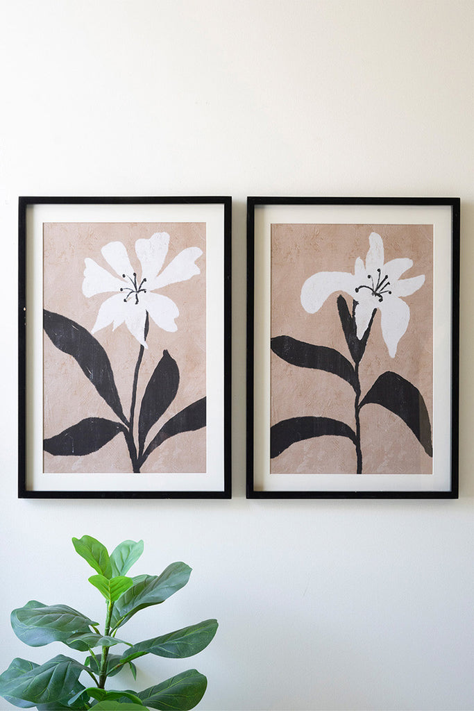 Set of 2 Framed Flower Prints Under Glass - Bombay Mercantile
