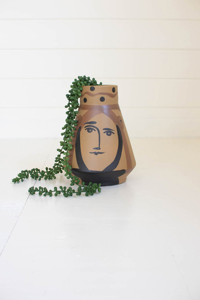 Ceramic Conical Face Vase - Bombay Mercantile