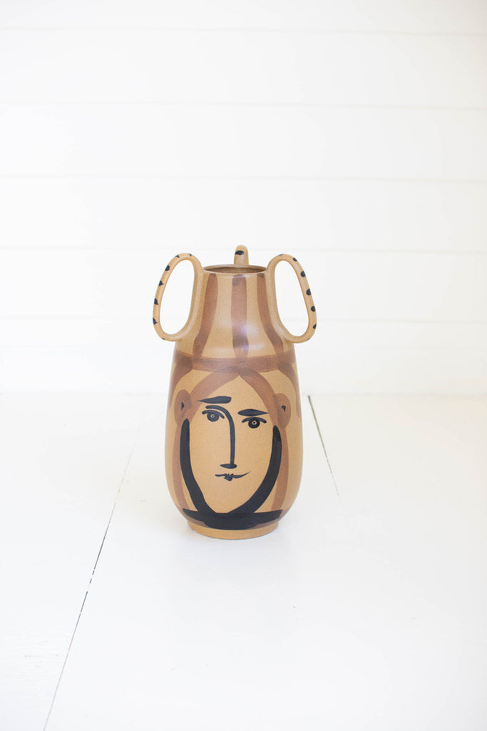 Ceramic Face Vase with Handles - Bombay Mercantile