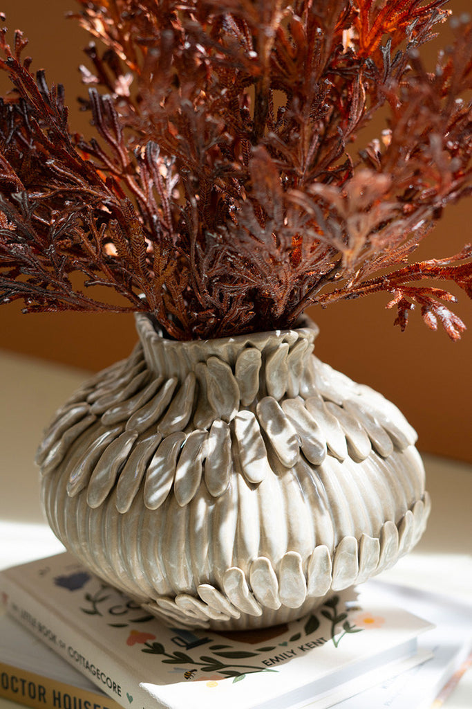 Ceramic Feather Vase - Bombay Mercantile