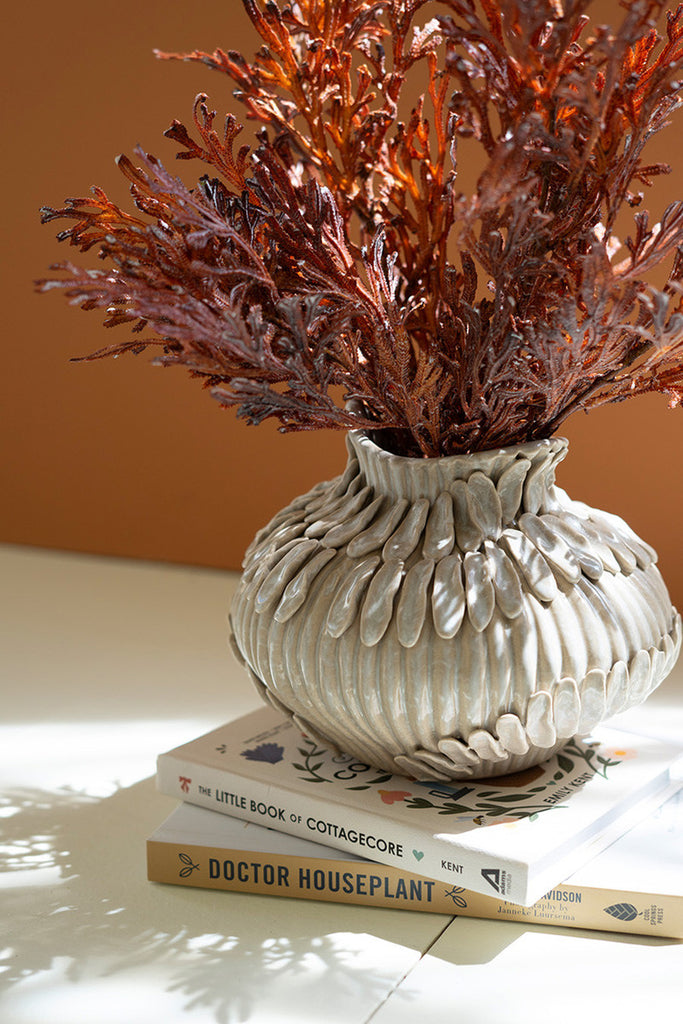 Ceramic Feather Vase - Bombay Mercantile