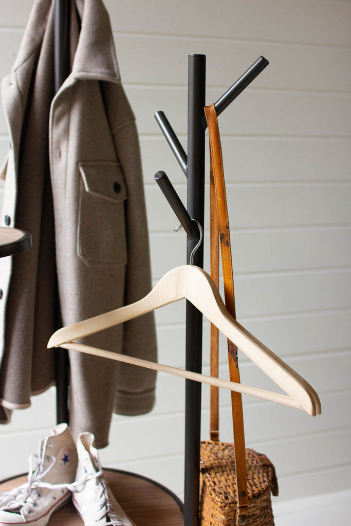 Metal and Wood Coat Rack with Round Shelves - Bombay Mercantile