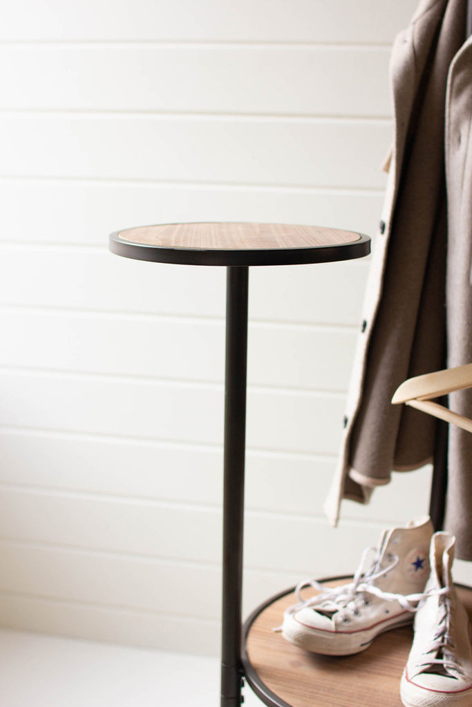 Metal and Wood Coat Rack with Round Shelves - Bombay Mercantile