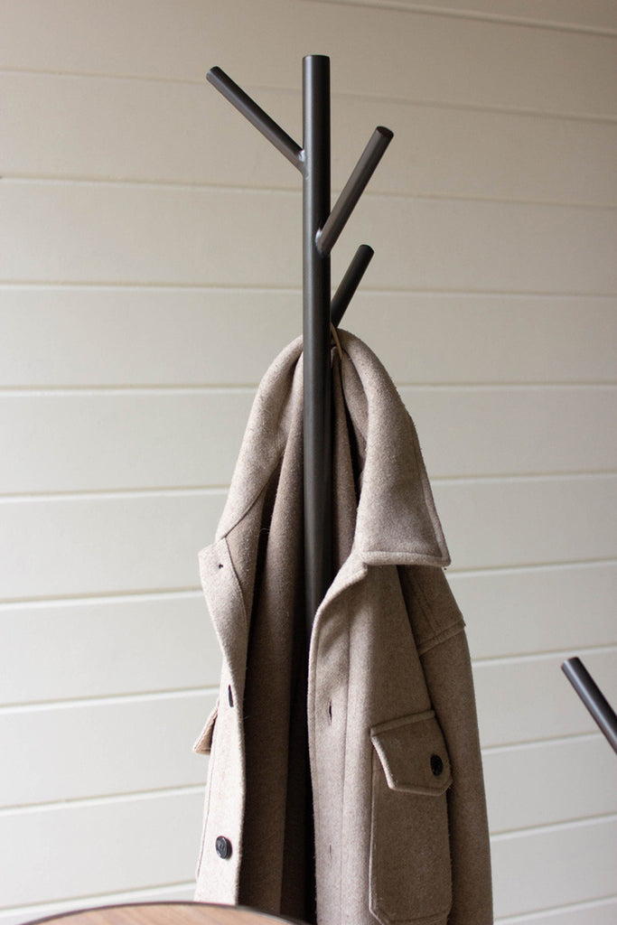 Metal and Wood Coat Rack with Round Shelves - Bombay Mercantile
