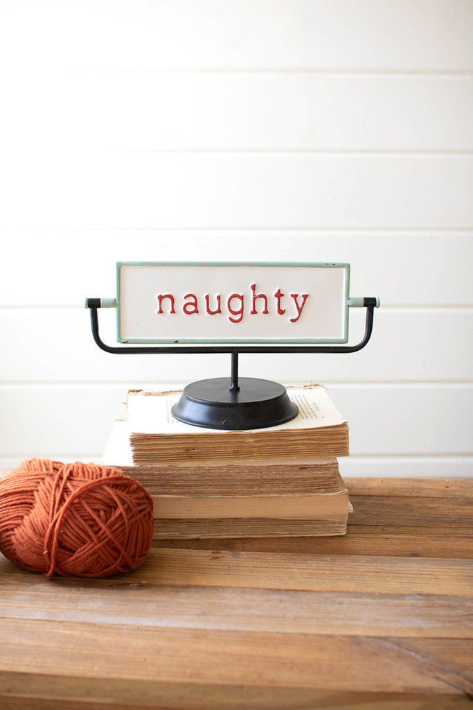 Naughty & Nice Enamel Flip Sign, Set of 2 - Bombay Mercantile