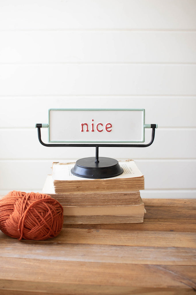 Naughty & Nice Enamel Flip Sign, Set of 2 - Bombay Mercantile