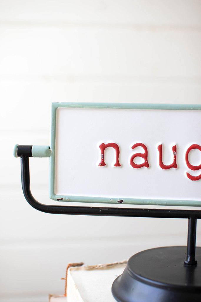 Naughty & Nice Enamel Flip Sign, Set of 2 - Bombay Mercantile